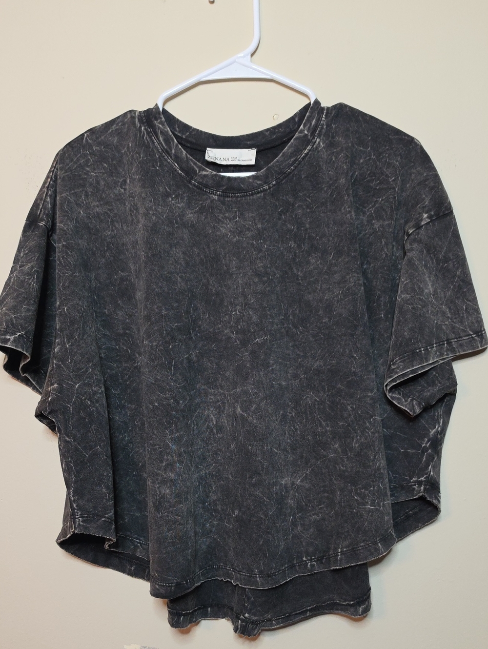 Zenana Black Acid Washed Crop Tee